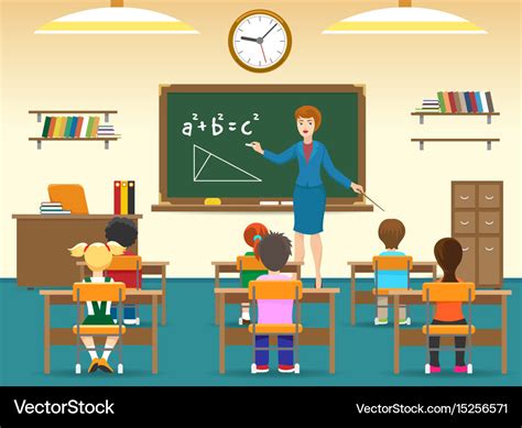 Kids Sitting In Classroom Royalty Free Vector Image