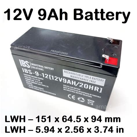 Ups Battery 12v 9ah 20hr 12 Volts 9 Ampere Rechargeable Valve Regulated