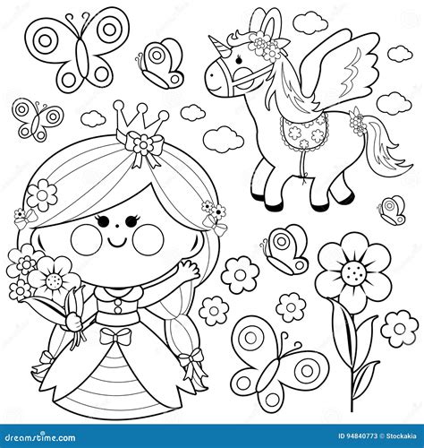 Rainbow Princess Unicorn Coloring Pages - From easy preschool unicorn