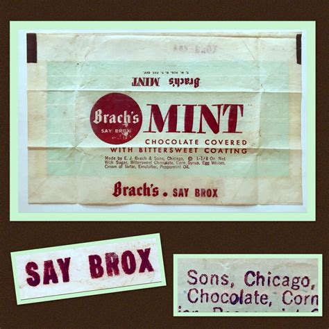 Historical 1945 Brachs Mint Chocolate Candy Wrapper Authentic Chicago