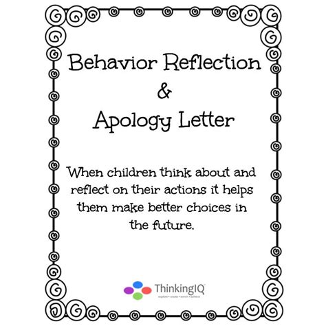 Behavior Reflection And Apology Letter Thinkingiq Behavior Reflection