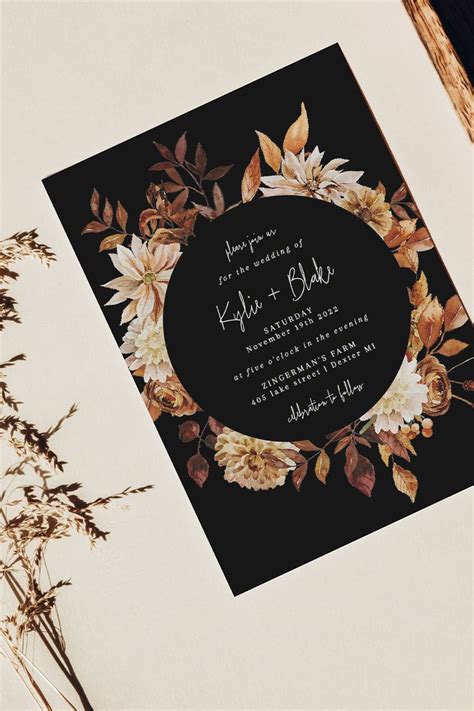 Rectangle Wedding Invitations Country Blooms In 2024 Fall Wedding