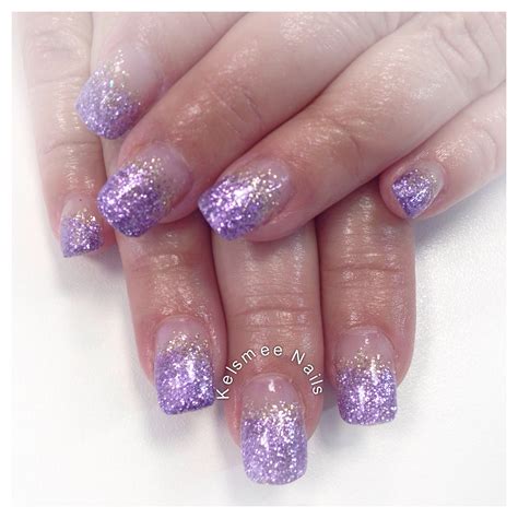 Young Nails Purple Golden Glitter Fade Square Gel Nails Fancy Nails