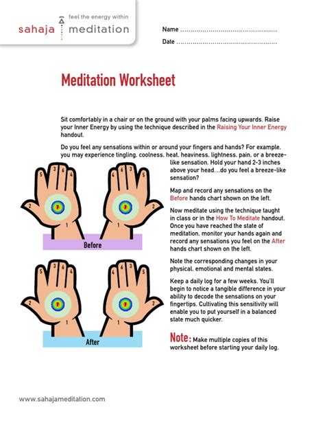 08 Personal Meditation Worksheet Sahaja Meditation Handout V12