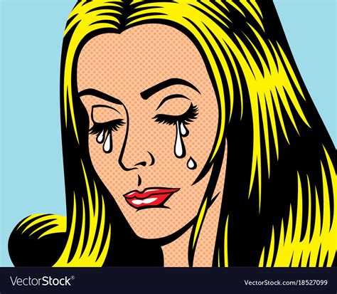 Crying Girl In Pop Art Style Royalty Free Vector Image