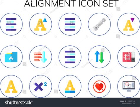 Alignment Icon Set 15 Flat Alignment Stock Vector Royalty Free