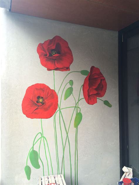 Poppy Mural Residential The Art Of Wall In 2021 Flower Mural Hand