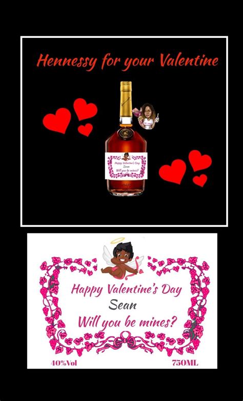Personalized Hennessy Label Liquor Bottles Happy Valentines Day Hennessy Label