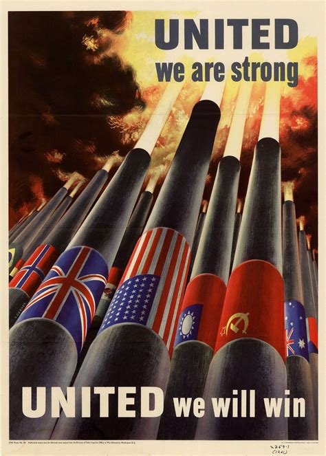 American Ww2 Alliance Propaganda Poster 1943 Vintage War Effort