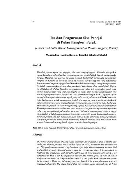 Jabatan pengurusan sisa pepejal negara kementerian perumahan. (PDF) Isu dan Pengurusan Sisa Pepejal di Pulau Pangkor ...