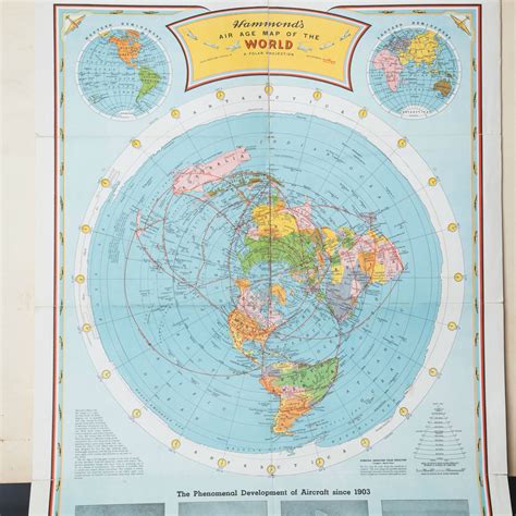 Hammonds Air Age Map Of The World Polar Projection 1940s 2047x2047