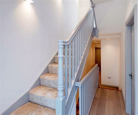 Softwood handrails are hand rails made from evergreen trees, they are versatile and they are easily painted or stained. A softwood staircase with a single winder and half landing, all parts have been painted white to ...