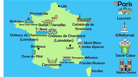 Karta över Sevärdheter I Frankrike Franska översättningar