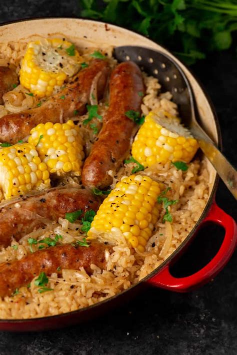 Convenient fully cooked chicken sausage is a great flavor starter for this easy pasta recipe with just three ingredients you can keep stocked in your freezer or pantry for fast dinners. Baked Rice with Italian Sausage and Corn | Butter & Baggage