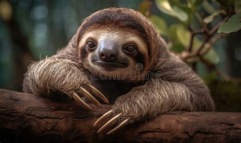 A Beautiful Photograph Of The Pygmy Three Toed Sloth Stock Illustration