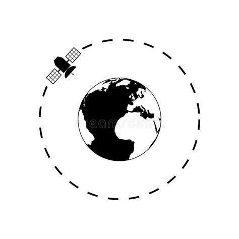 Satellite Orbiting The Earth Icon Or Logo Stock Vector Illustration