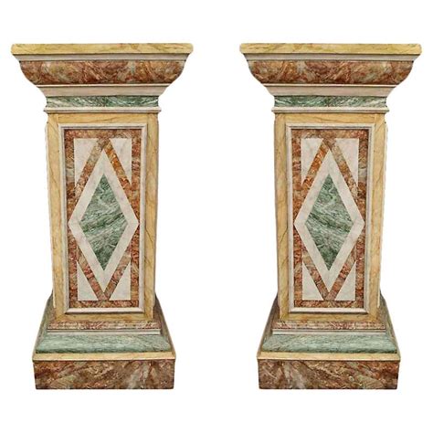 Pair Of Faux Marble Pedestals For Sale At 1stdibs Marble Pedestals