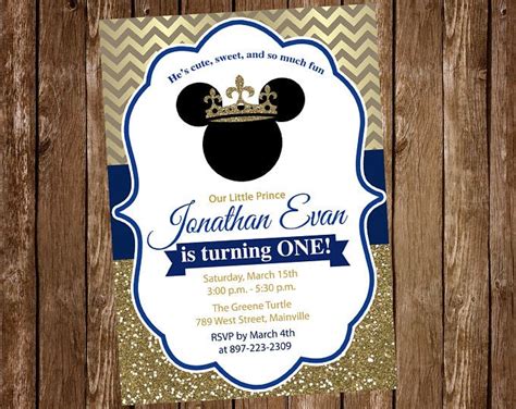 Mickey Mouse invitación fiesta de cumpleaños del príncipe, Príncipe