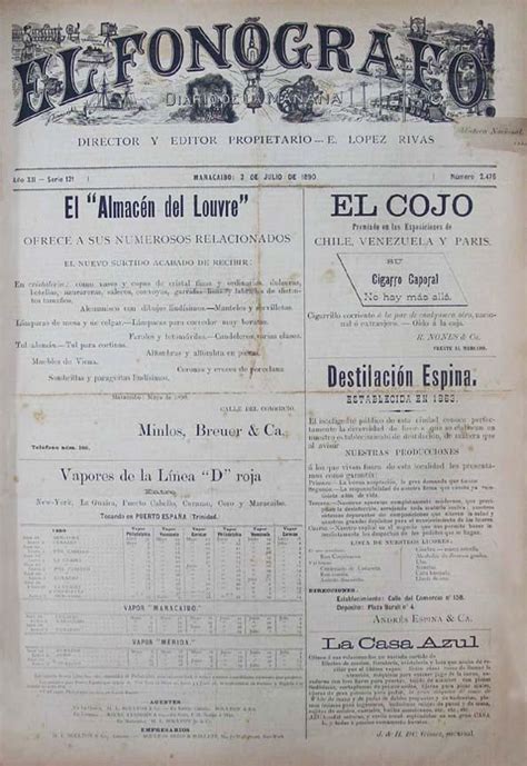 El Fonógrafo Diario De La Mañana Núm 2476 2 De Julio De 1890