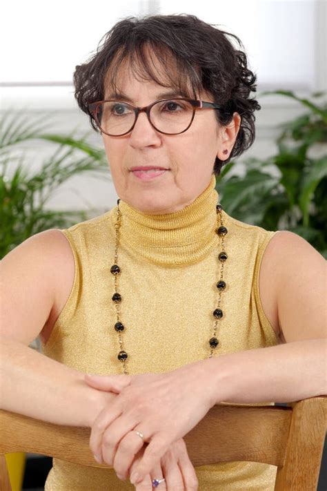Portrait Of Brunette Mature Woman With Glasses Stock Image Image Of