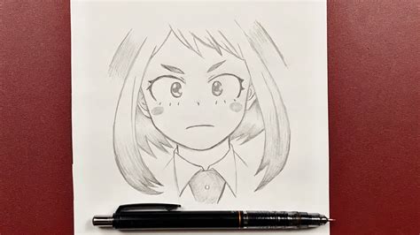 Anime Drawing How To Draw Ochako Uraraka From Boku No Hero Step By