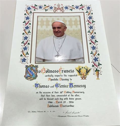 Customized Handwritten Pope Francis Papal Apostolic Blessing Etsy