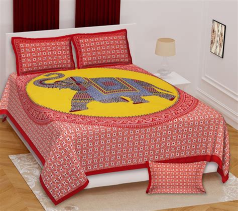 red printed bedsheet queen size cotton bed sheet for home size 210 cm x 240 cm at rs 250 set