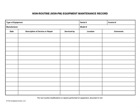 Excel Maintenance Form 7 Facility Maintenance Checklist Templates