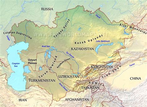 Physical Map Of Central And East Asia Gh94x Large Map Of Asia