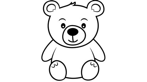 Cartoon Teddy Bear In Black And White Background Coloring Pictures Of