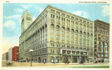 Postcard Chicago Auditorium Hotel Louis Sullivan