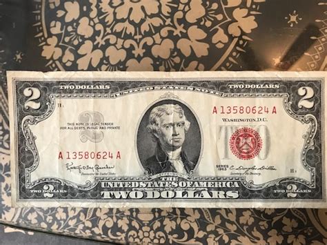 1963 Two Dollars Bill Red Seal Etsy