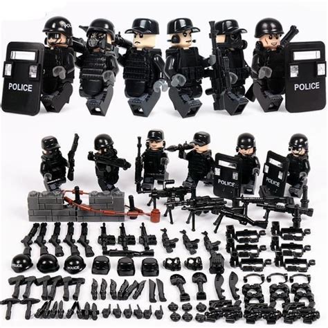 Swat Military Ww2 Lego Black Jeep Teams Figure Set City Police Weapon