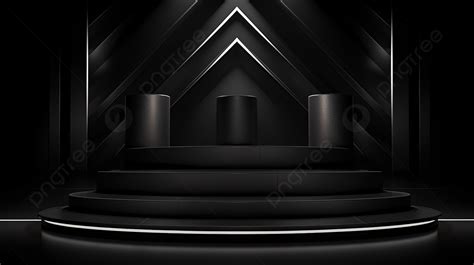 Black Stage Platform In A Dark Black Room Background 3d Black