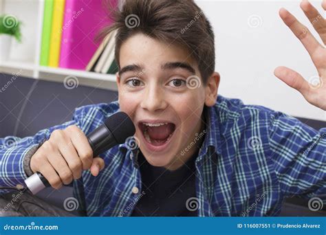 Child With The Microphone Singing Stock Image Image Of Lifestyle