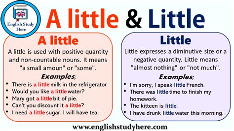 Using A Little And Little In English English Study Learn English