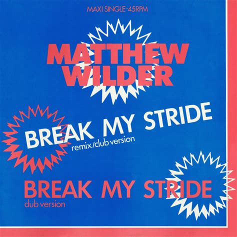 Matthew Wilder Break My Stride Remix Club Version 1984 Vinyl