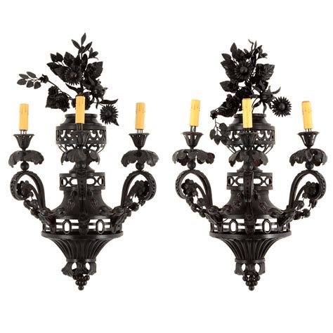 Pair Of Wrought Iron Monumental Wall Sconces From Solvangantiques On