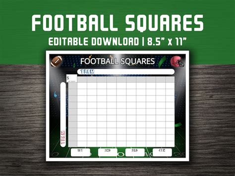 Printable Football Squares Football Fundraiser Betting Square Grid