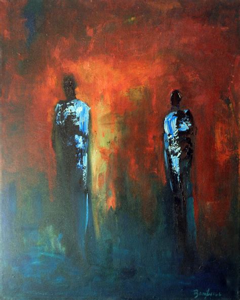 Original Abstract Painting Figure Art Interactions People 30x24