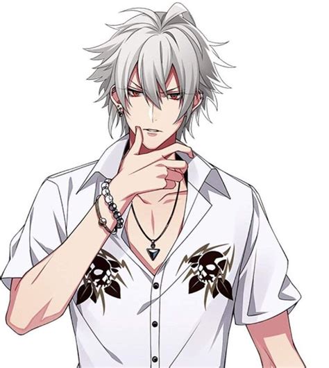 White Hair Anime Boy With Red Eyes