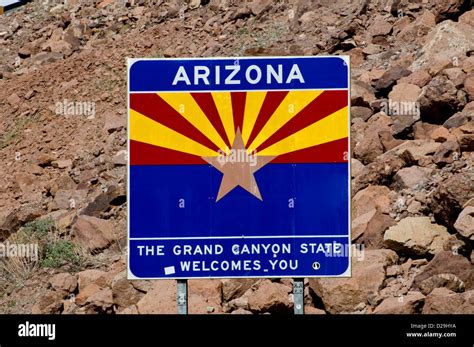 Arizona State Welcome Sign Stock Photo Alamy