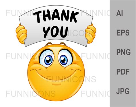 Emoji With Thank You Sign Vector Clipart Illustration Ai Eps Etsy