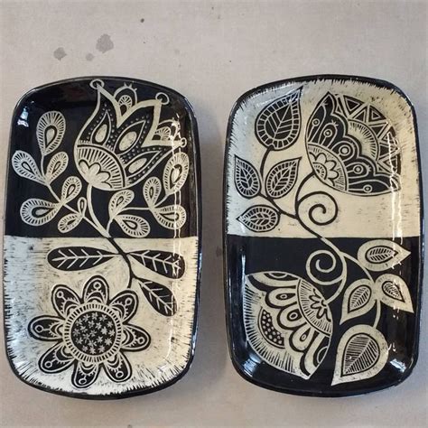 Completed Sgraffito Platters Fresh Outta The Kiln I Am Really Happy