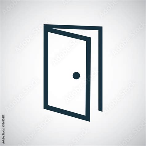 Open Door Outline Thin Flat Digital Icon Stock Image And Royalty