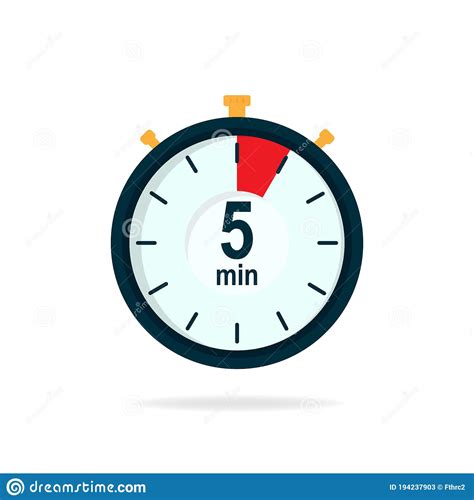5 Minutes Timer Stopwatch Symbol In Flat Style Isolated Vector