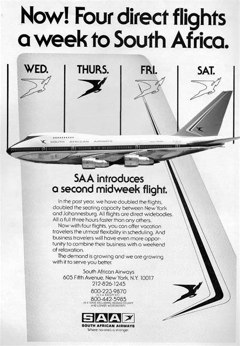 Saa South African Airways New York Flights 1980s South African