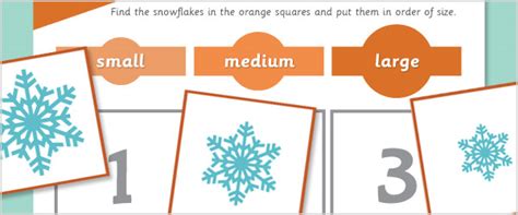 Early Learning Resources Snowflakes Size Sorting Game Activity