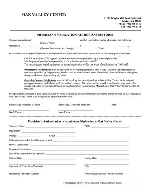 Fillable Online Physicians Medication Authorization Form Fax Email