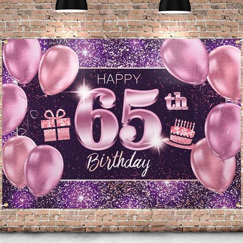 Pakboom Happy 65th Birthday Banner Backdrop 65 Birthday